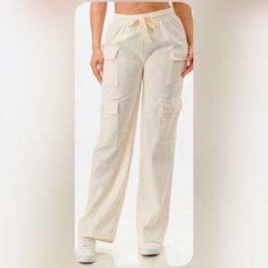 🆕Cream Cargo Corduroy Pants -Wide Straight Leg